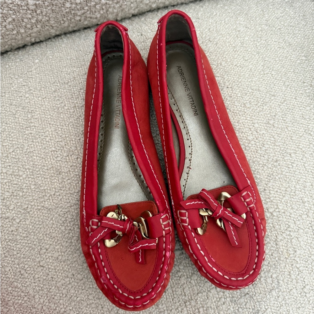 Adrienne Vittadini Vibrant Red Flats with Bow Accent